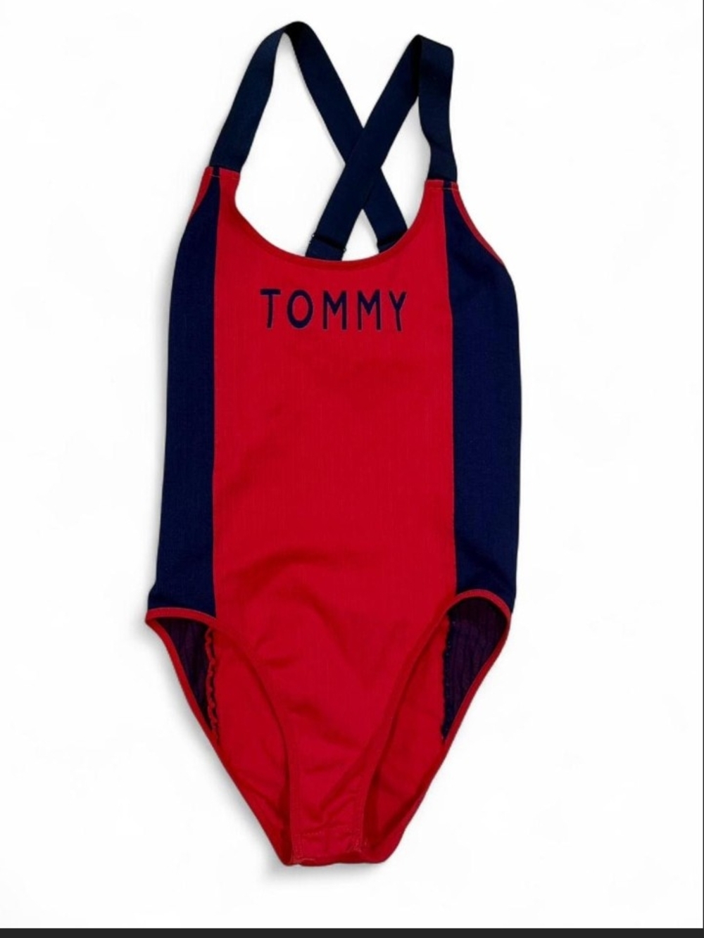 Tommy Hilfiger Red and Navy Crossback Logo One-Piece Swimsuit